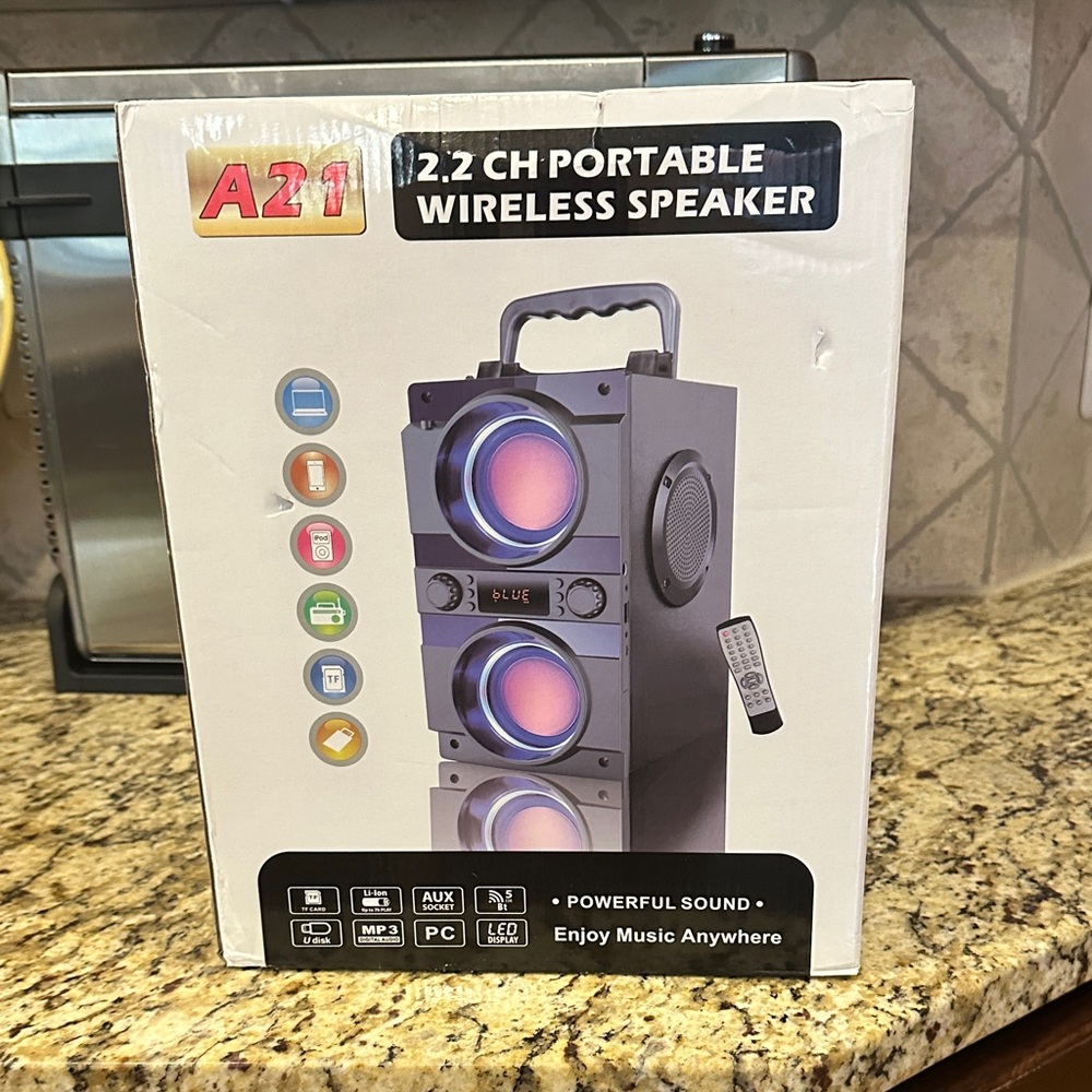 A 21 Portable Wireless Speaker - Black and Silver